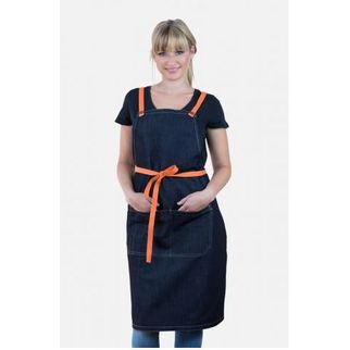 Picture of Archie Denim Bib Apron w Orange Tie