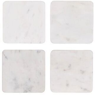 Picture of Square Coaster White Marble 4pc Set 100*100*15mm